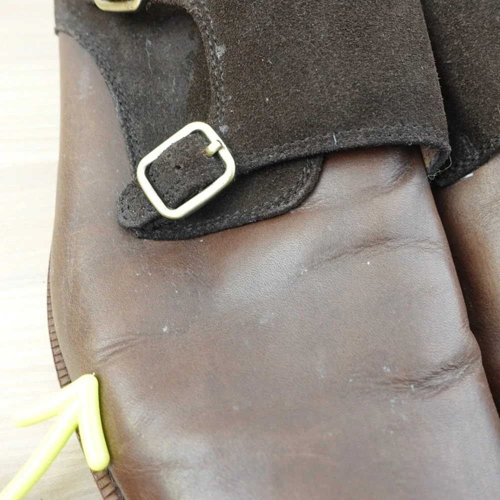 Double Monk Strap Leather Shoes Mens 11.5 GORDON RUSH‎ Harper Formal Chocolate